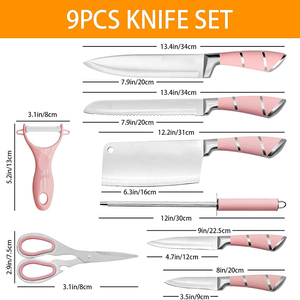Juego <span class=keywords><strong>de</strong></span> <span class=keywords><strong>Cuchillos</strong></span> <span class=keywords><strong>de</strong></span> Cocina <span class=keywords><strong>Rosa</strong></span> al por Mayor con Soporte Acrílico, Juego <span class=keywords><strong>de</strong></span> 9 Piezas, <span class=keywords><strong>Cuchillos</strong></span> <span class=keywords><strong>de</strong></span> Chef y Accesorios - Product Image 2