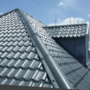 Eurotile 대상 포진 돌 코팅 강철 지붕 타일 게이지 0.3mm 0.28mm 경량 장식 유연한 점토 지붕 타일