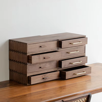 Scatola in Legno di Noce Nero a Cassetto Singolo, Rettangolare, con Giunzione a Coda di Colomba, Organizzatore Moderno per Scrivania, Portagioie Personalizzabile