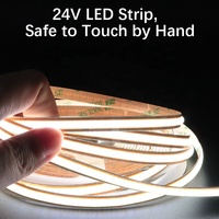 Bande LED COB Super Lumineuse IP68 DC24V, Flexible et Découpable, avec Télécommande pour Décoration d'Hôtels, Centres Commerciaux et Armoires