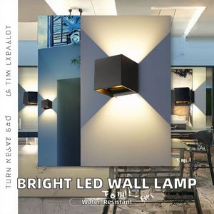 Lámpara de Pared Exterior Cuadrada Moderna, LED de Alto Brillo, Impermeable, de Aluminio, para Escaleras, Diseño Cuadrado en Blanco y Negro - Product Image 2