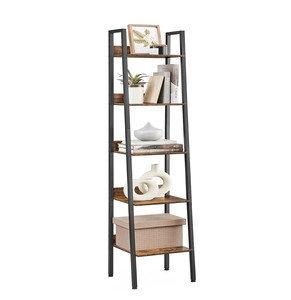 Étagère à livres <span class=keywords><strong>vintage</strong></span> à 5 niveaux, écologique, étroite, en forme d'échelle, pour la maison, le bureau, le salon, la chambre, la <span class=keywords><strong>cuisine</strong></span>, brun rustique - Product Image 1