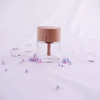 Vente en gros de flacons de parfum de 50 ml, diffuseur d'arômes en verre avec bouchon en bois pour voiture