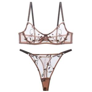 Ensemble de lingerie sexy ultra-fin et transparent avec broderie florale et effet push-up pour poitrines généreuses, style Europe et États-Unis - Product Image 6