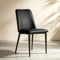 Chaise de salle à manger moderne en cuir à motif griffe de chat, chaise latérale à coutures verticales, pieds en métal noir pour salle à manger, cuisine, maison