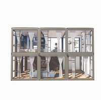 Bureau modulaire de luxe à double étage en conteneur, bâtiment commercial préfabriqué, showroom commercial panoramique en verre, café de jardin 20 pieds