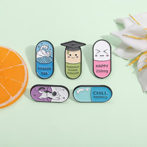 廉价定制标志毕业珐琅医用药丸翻领别针制成金属医用药丸珐琅别针徽章胸针 - Product Image 4