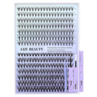 Extensions de cils individuels en fibres synthétiques faites à la main, bouquets de cils volumineux, 14 rangées, kit DIY mixte, confortables et doux