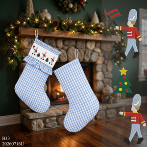 Babeeni Blue Christmas Cotton Embroidered Stockings OEKO-TEX Certified Sleeveless Flame Retardant Nontoxic Heat-Insulation - Product Image 3