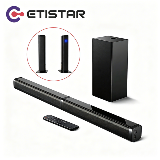 ETISTAR 2.1CH 35W-80WRMS Detachable Wood & Plastic Soundbar Home Theater Surround System with for Deepbass TV