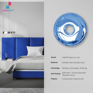 UNIART 3D cermin dipoles baja tahan karat liontin dinding rumah dekorasi patung kerajinan tangan logam donat menggantung dekorasi dinding - Product Image 5