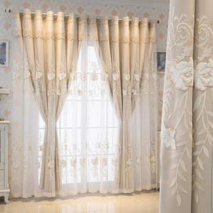 Eleganti <span class=keywords><strong>Tende</strong></span> di Lusso <span class=keywords><strong>con</strong></span> Ricami in Pizzo per Soggiorno, <span class=keywords><strong>Tende</strong></span> Oscuranti a Doppio Strato <span class=keywords><strong>con</strong></span> Tessuti Trasparenti - Product Image 1