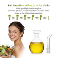 Grand distributeur d'huile en verre pour bar à salades 490 ml (16,57 oz) avec bec verseur givré tout en verre pour service de restauration sans métal