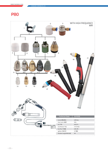 Consommables Électrode et buse plasma P80 1,1 mm 1,3 mm 1,5 mm 1,7 mm Marque Tonyweld 10 pièces/boîte - Product Image 2