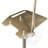 Chariot de ventilation médicale avec plateforme de montage réglable, crochets et panier pour USI, hôpital, clinique, vente en gros, OEM