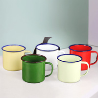 Tasse à café ou à thé en émail personnalisée avec logo, fabriquée en Chine par un fournisseur d'usine, logo personnalisé imprimé, tasse en émail métallique pour le camping