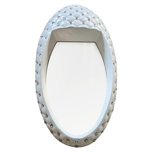 Saiyou Oval Wall <b>Mirror</b> <b>White</b> And Pink Framed Decorative For Commercial Venues - Product Image 1