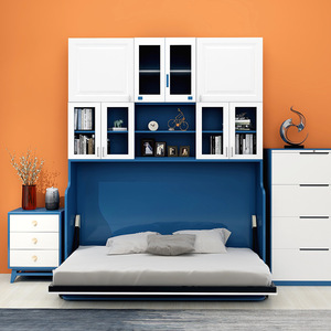 Table pliante multifonctionnelle avec design à pliage latéral, <span class=keywords><strong>lit</strong></span> escamotable, cadre à lattes renforcé, <span class=keywords><strong>lit</strong></span> Murphy, <span class=keywords><strong>lit</strong></span> mural, design moderne en acier - Product Image 4