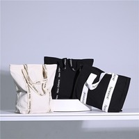Tas Belanja Grosir Kanvas Katun Polos Custom Print, Tas Tote Webbing-print untuk Promosi dan Hadiah