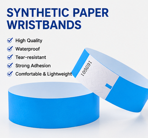 Pulseras de Papel Sintético Fluorescente Azul Impermeables, Bandas Desechables a Prueba de Manipulación - Product Image 1