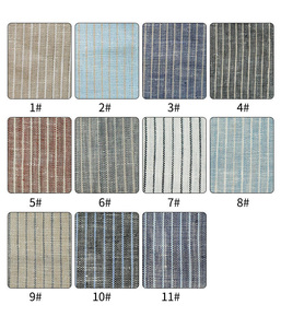 Robe d'été respirante en <span class=keywords><strong>lin</strong></span> <span class=keywords><strong>naturel</strong></span> multicolore 100% pur rayé pour femmes, tissu de <span class=keywords><strong>lin</strong></span> pour vêtement. - Product Image 5