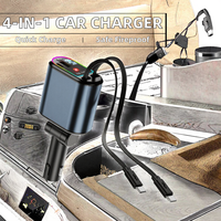 Nouveau Chargeur de Voiture Rétractable 4-en-1 0,7M avec Protection OVP/OCP, Adaptateur Rapide Type-C PD 18W, Modèle Populaire 2025