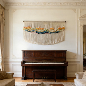 Tapisserie murale bohème haut de gamme en laine islandaise teinte à la main avec dégradé, idéale pour l'hôtellerie et les projets culturels - Product Image 5