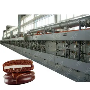 Chocolate cake production line/Layer Cake baking machinery/Delicious chocolate pie making equipment with good price