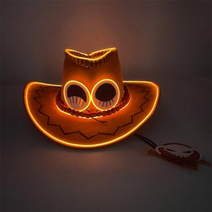 Anime japonais Orange <span class=keywords><strong>Ace</strong></span> LED Light up Cowboy Hat Lumineux Hommes Cosplay Party Cap Costume Nouveauté Cadeaux - Product Image 1