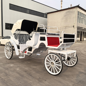 Calèche royale électrique blanche à 4 roues avec intérieur et auvent rouges pour mariage et visites touristiques - Product Image 5
