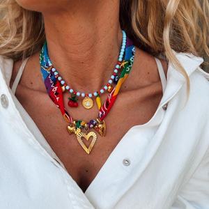 Collier coloré anti-ternissement style Bohème avec pendentif cœur en coquillage et acier inoxydable pour femmes et jeunes filles - Product Image 1