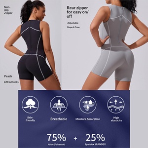 <span class=keywords><strong>Combinaison</strong></span> de yoga effet seconde peau avec logo personnalisé, marque privée, pour <span class=keywords><strong>femme</strong></span>, une pièce, vente en gros, unitard d'entraînement à maintien élevé - Product Image 3