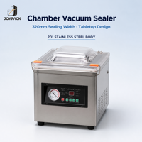 Machine d'emballage sous vide de comptoir DZ-320 avec bac en acier inoxydable monobloc, barre de scellage thermique avant facile à nettoyer, usage intensif sur comptoir