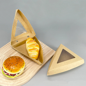 Caja de <span class=keywords><strong>pizza</strong></span> triangular con tapa de papel Kraft personalizada Caja de pastel personalizada con ventana para embalaje de alimentos para exhibición de <span class=keywords><strong>pizza</strong></span> y pastel en cubitos - Product Image 2