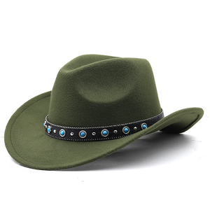 Nuevo cinturón <span class=keywords><strong>de</strong></span> cuero <span class=keywords><strong>turquesa</strong></span> Sombrero <span class=keywords><strong>de</strong></span> vaquero occidental americano Otoño e invierno Hombres y mujeres Sombrero <span class=keywords><strong>de</strong></span> fieltro <span class=keywords><strong>de</strong></span> <span class=keywords><strong>lana</strong></span> Sombrero <span class=keywords><strong>de</strong></span> jazz - Product Image 6