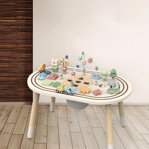 Mesa de actividades de madera, círculos, laberinto de alambre de cuentas, juguete de secuenciación, juegos geométricos de animales para niños - Product Image 6
