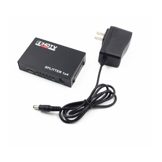HD 2.0 Splitter Metal Shell Switch 1 in 4 Out 1080P 3D Ultra 2K HDCP 4Way Mini Amplifier with DC 5V Power Adapter