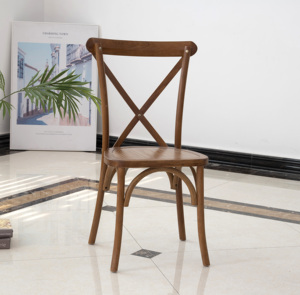 Chaise en bois massif à dossier croisé en X, <span class=keywords><strong>prix</strong></span> d'usine de gros, pour <span class=keywords><strong>salle</strong></span> à manger, salon et villas, idéale pour événements de mariage et fêtes - Product Image 1
