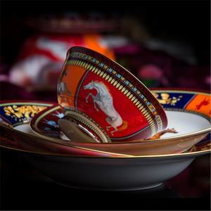 Recommend 58 Pcs Royal Bone China Ferghana Home Decors Horse Dinnerware <b>Sets</b> - Product Image 5