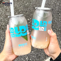 Boîtes en Plastique PET Vides Personnalisées de Chine avec Logo, Canettes de 330 ml Transparentes à Anneau et Ouverture Facile pour Jus et Boissons Gazeuses