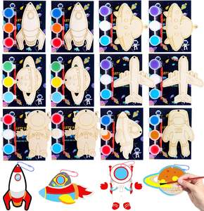 DIY houten schilderspeelgoed en sleutelhangerkit voor kinderen - creatieve tekenspeelgoedset, educatieve vakantiecadeaus voor kinderen - Product Image 2