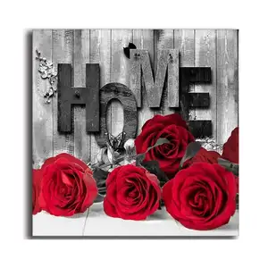 Red Rose Wall Home Decor Black White Gray Flowers Pieces Plant Art Canvas Paintings White Valentine's Day for House Decorations