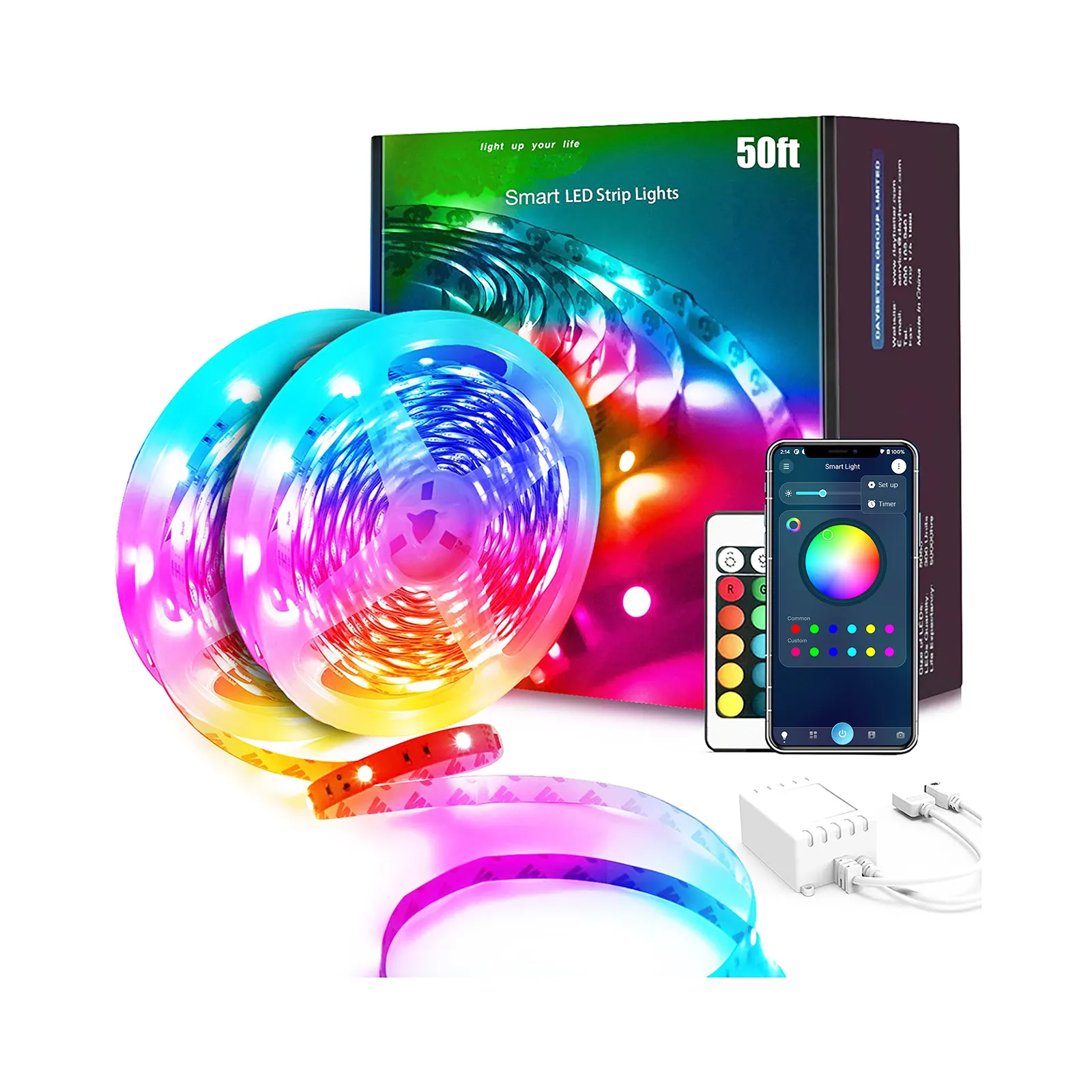 12V 15M 5050 RGB Fita APP Control Music Sync Custom Color Decoration for Club Smart LED Lights Strip