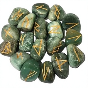 Wholesale Handmade Green Jade Tumbled Engraved Crystal Runes Elder Futhark Carved Gemstone Feng Shui Healing Semi Precious Stone - Product Image 1