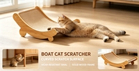 Chaise de repos pour chat en bambou courbé à double usage, lit à gratter avec surface en sisal durable, stable, pour chats d'intérieur