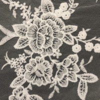 Tissu en dentelle florale soluble dans l'eau en gros d'usine, blanc LT21464