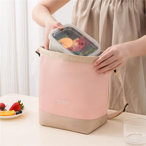 Sac à déjeuner isotherme Teast Food, rose et marron, avec bandoulière, sac de pique-nique de voyage en plein air, garde les aliments au chaud et au froid - Product Image 2