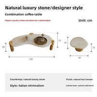 Table basse en pierre naturelle de luxe, style italien minimaliste moderne, design créatif, pour grands appartements, meubles de salon SG099