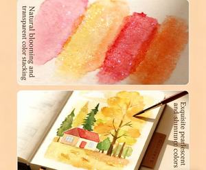 Kit d'aquarelle métallisée scintillante - 6, 8 ou <span class=keywords><strong>12</strong></span> teintes bleues/violettes - Ensemble de peinture portable pour calligraphie et peinture - Product Image 5