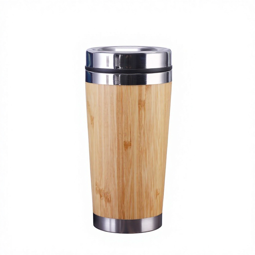 Wood color-450ml steel lid car cup